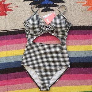 Gingham Vibe - Tie Front One Piece Swimsuit
